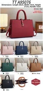 Detailed interior view and color options for large capacity faux leather handbag