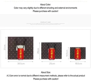 Three-size set of brown paper gift bags with gold heart pattern and black cord handles