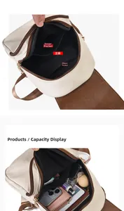 Detail view of the multi-compartment interior for iPad, cosmetics, and daily essentials