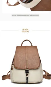 Detailed internal capacity view of contrast color backpack showing storage for daily items