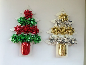 Mini 1-inch Christmas star bows and ribbon set in red, green, gold and silver