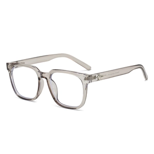 Monture carrée TR gris transparent surdimensionnée avec détail d'étoile et verres clairs