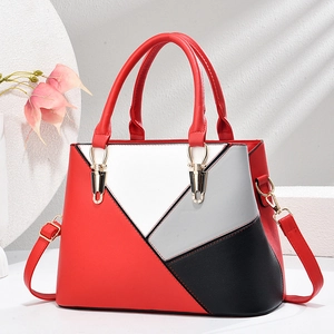 Women's multi-color patchwork soft leather handbag with crossbody strap and gold hardware