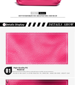 Close-up of the detailed lychee grain texture on the high-quality magenta PU leather bag