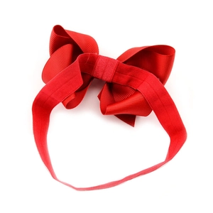 Elastic red grosgrain bow baby headband for infants toddlers festive hair accessories