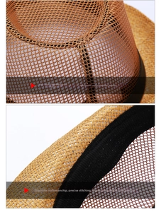 Dettaglio della corona in mesh traspirante e cuciture della fascia antisudore sul cappello