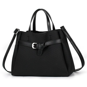Women Tote Bag PU Leather Woven Fabric Top Handle Shoulder Crossbody Handbag Minimalist Large Capacity Office Commute