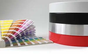 Detail of 8-inch clock frames in white, black, brushed silver, and glossy red finishes