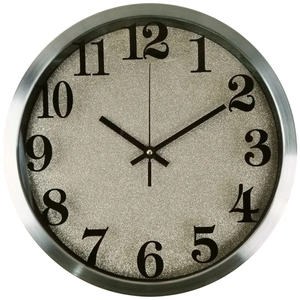 Round Wall Clock Stainless Steel Metal Frame Silent Quartz Movement Modern Home Office Decorative Arabic Numerals