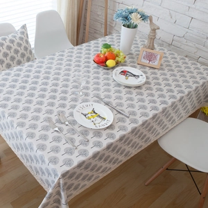 Linen tablecloth and pillowcase with Nordic tree pattern and lace trim in grey white