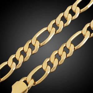 Collana a catena Figaro classica placcata in oro 18K con finitura lucida per uomo e donna