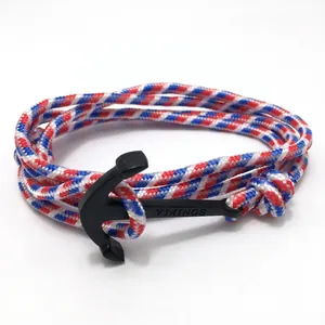 Viking Nautical Anchor Wrap Bracelet Alloy Metal Hook Woven Rope Multilayer Sporty Jewelry Men Women