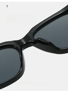 Detail of integrated nose pads on black square sunglasses for comfortable fit