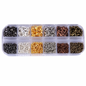 DIY jewelry making kit with lobster clasps and jump rings in a 12-grid storage box