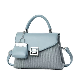 Morandi Blaue Damenhandtasche mit Umhängeriemen und strukturiertem Stoff-Patchwork-Design