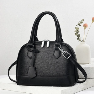 Shell Handbag For Women PU Leather Litchi Grain Crossbody Bag With Removable Strap Macaron Color Simple Elegant
