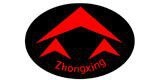 Official brand logo of Zhongxing featuring a red geometric emblem on a black background