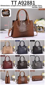 Detailed size chart for the crocodile embossed handbag with 27x11x19cm dimensions