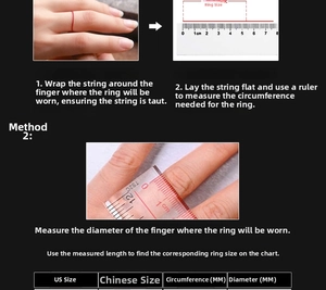 Guide des tailles avec instructions de mesure pour la bague couronne en acier