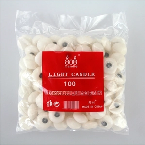 Bulk pack of 100 white smokeless floating tea light candles in transparent bag