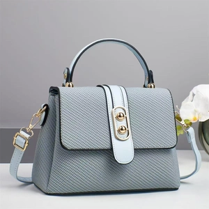 Sac À Main En PU Pour Femme Avec Texture Tissée Boucle En Métal Doré Bandoulière Amovible Sac Fourre-Tout Élégant