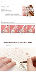 Detailed features and usage of creative hollow stainless steel bookmark with ruler scale