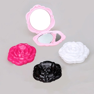 Portable Rose Flower Shape Compact Mirror Folding Dual Side Pocket Makeup Mirror For Travel Personal Care