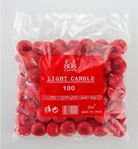 Bulk pack of 100 red spherical tea light floating candles in clear plastic packaging