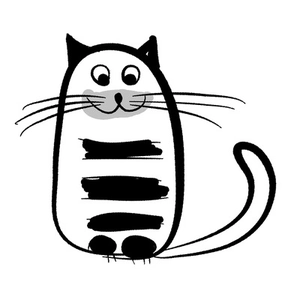 Piatto in ceramica stile giapponese con motivo a gatto disegnato a mano in bianco e nero