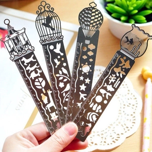 Exquisite Metal Hollow Bookmark Ruler With Scale Multifunctional Drawing Template For Students Office Stationery Gift
