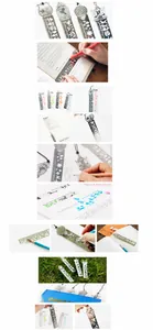 Hollow stainless steel ruler bookmark with 10cm scale and drawing stencils