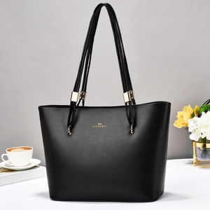 Damen Große Kapazität Shopper PU Leder Einfarbige Schulter Handtasche Mit Goldener Hardware Für Den Täglichen Gebrauch