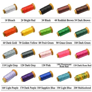 Grid layout of 20 multicolor high-strength polyester threads for DIY jewelry making