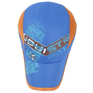 Kids quick-dry graffiti baseball cap with blue and orange breathable mesh and truck print
