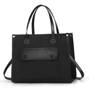Women Fashion Tote Bag PU Leather Canvas Woven Large Capacity Shoulder Crossbody Handbag Retro Casual Commute