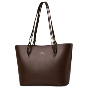 Dunkelbraune Leder-Shopper für Damen mit goldener Schnalle und großem Fassungsvermögen