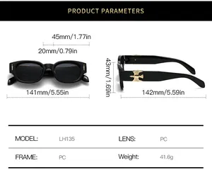 Detailed size chart for retro oval sunglasses with eagle decoration and PC frame