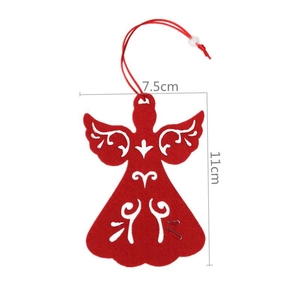 Red felt angel Christmas tree ornament with dimensions 11cm x 7.5cm for holiday decor