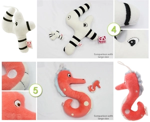 Detailed comparison of number 4 and 5 plush toys in large and small sizes