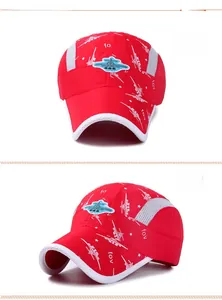 Detailed views of kids quick-dry sun hat with 3D airplane embroidery and grey mesh panels