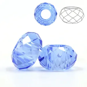 Blue-purple faceted crystal glass beads with large holes for DIY jewelry making