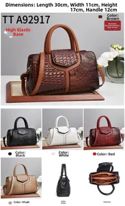 Detailed view of crocodile embossed handbag dimensions 30x11x17cm and color selection