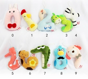 Detailed set of 0-9 animal-shaped number plush toys for early childhood learning