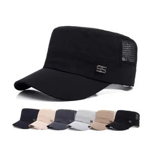 Breathable mesh cadet cap for men with metal number 95 decoration in multiple colors