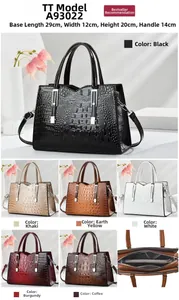 Detailed size specifications and interior compartments of the faux crocodile leather handbag