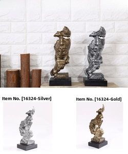 Sculpture de visage artistique en bronze et argent avec texture effet pierre détaillée