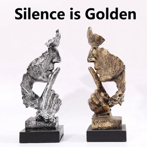 Sculptures abstraites Le Silence est d'Or en argent et bronze avec texture pierre rustique