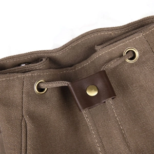 Retro canvas backpack with durable drawstring closure and premium leather details