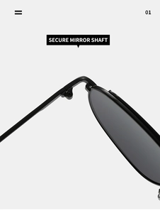 Detailed macro shot of a reinforced black metal hinge with secure mirror shaft mechanism