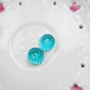 Pair of green resin jelly candy charms with spiral texture for DIY craft accessories